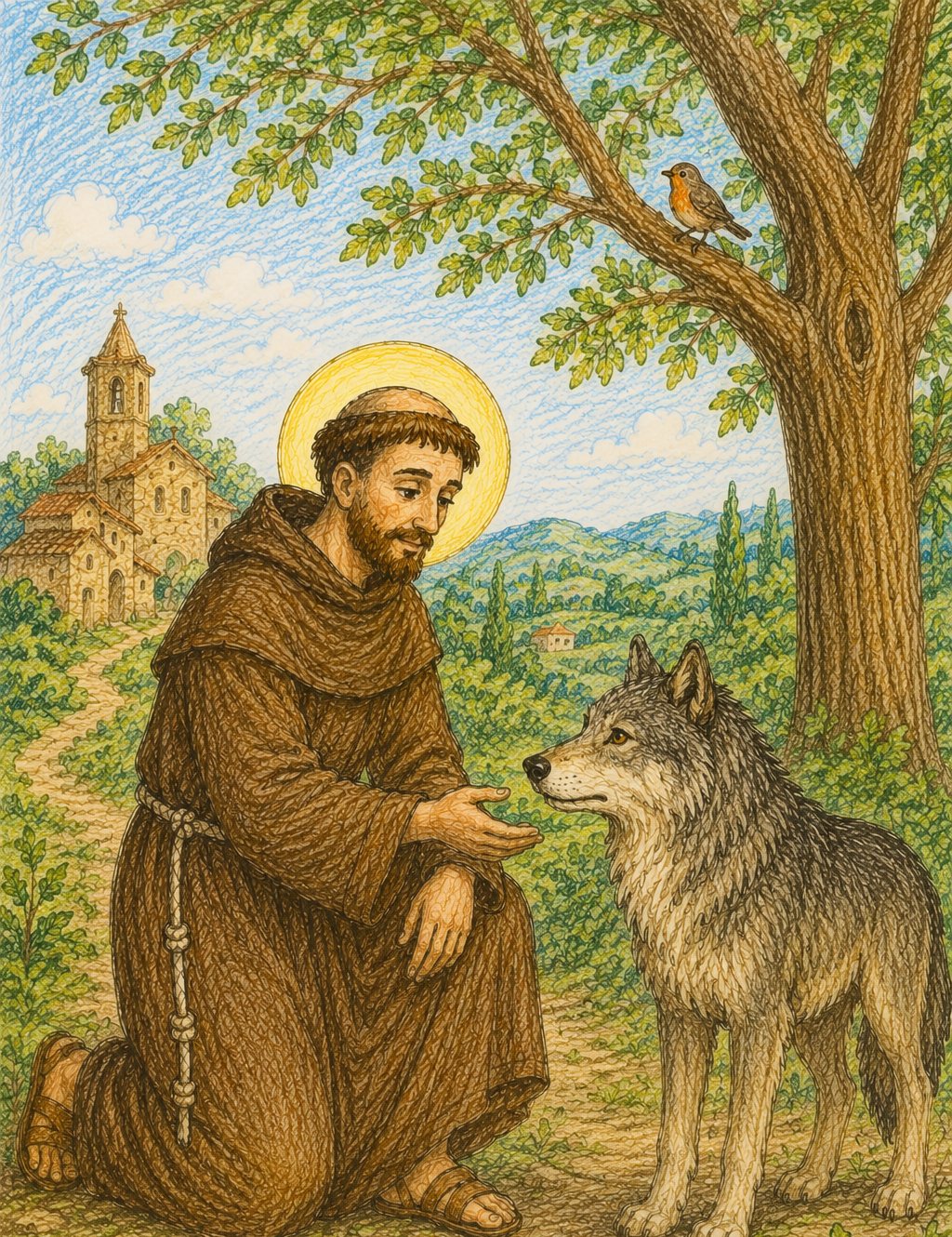 Ferenc és a farkas a fa alatt